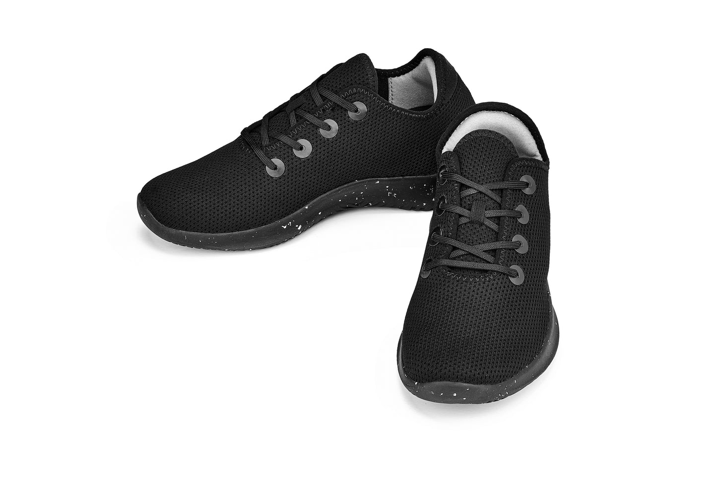 CALTO - Q400 - 2.4 Inches Taller (Black/Noire & Speckle Sole) - Ultra Lightweight Knitted Sneakers