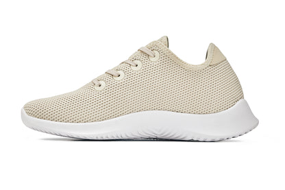 CALTO - Q402 - 2.4 Inches Taller (Beige) - Ultra Lightweight Knitted Sneakers