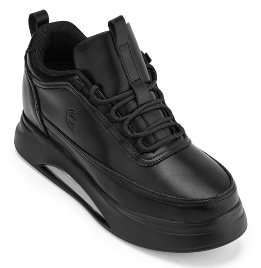CALTO - S4925 - 3.2 Inches Taller (Onyx/Black Sole) - Chunky Elevated Platform Sneakers