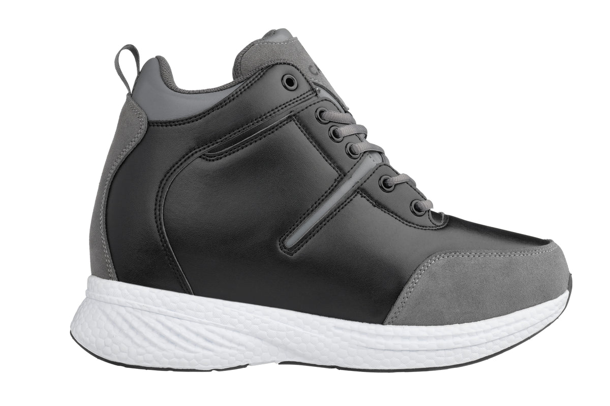 CALTO S22817 3.6 Inches Taller (Black/Grey) High Top Sneakers