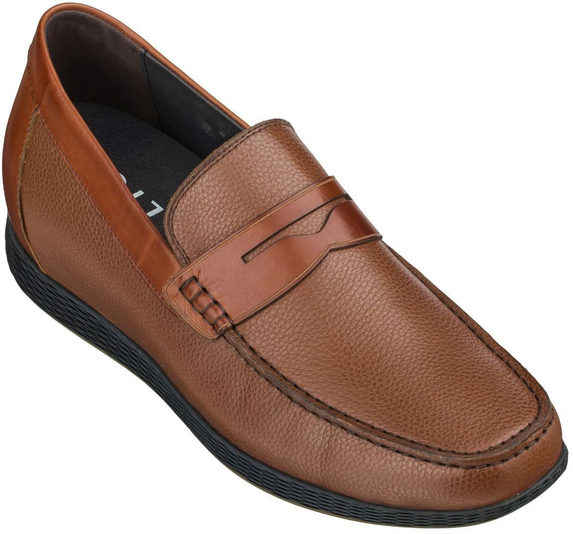 CALTO Lightweight Penny Loafers Brown