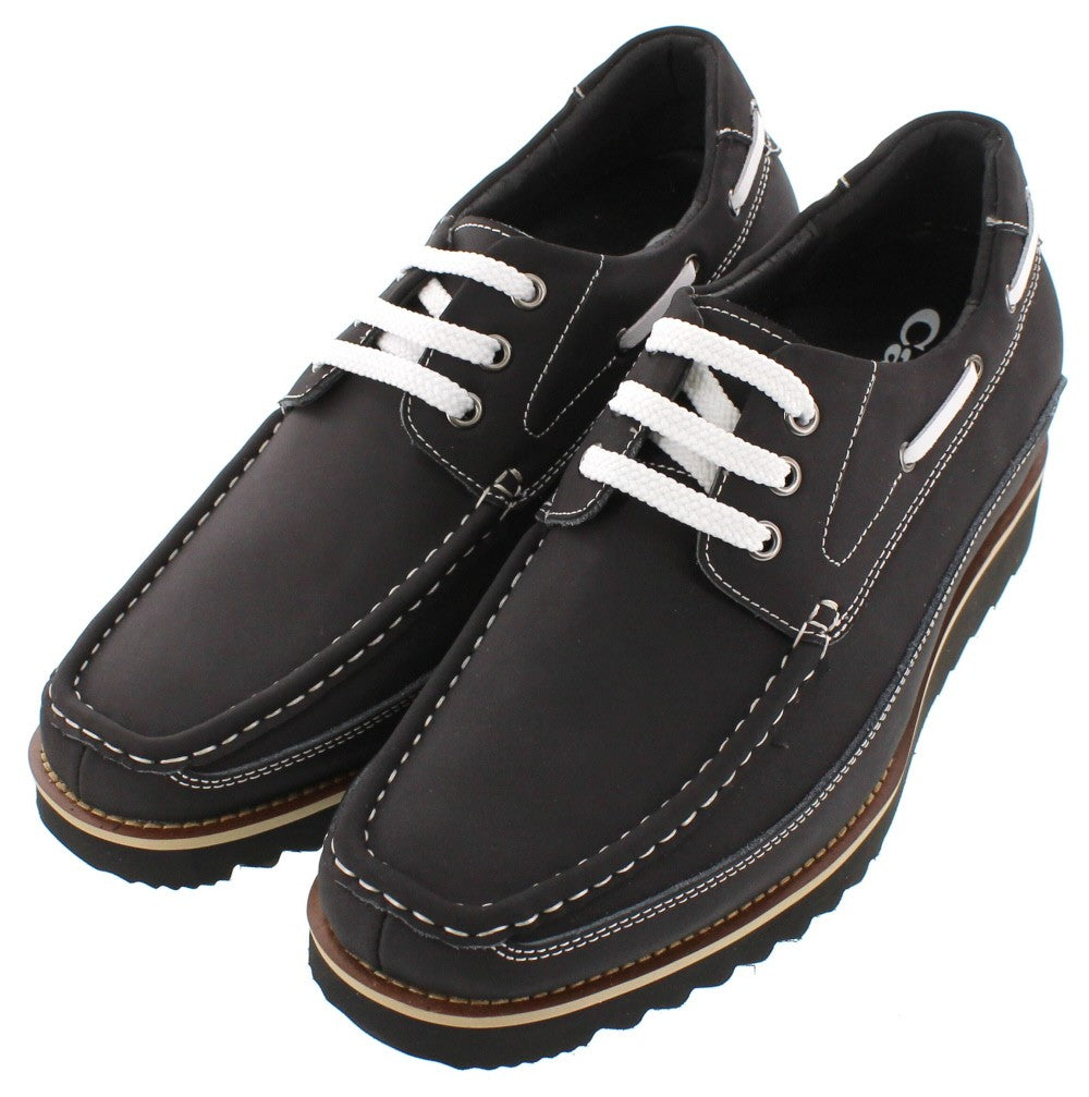 Elevator shoes height increase CALTO Casual Elevator Boat Shoes - Three Inches - G6317B