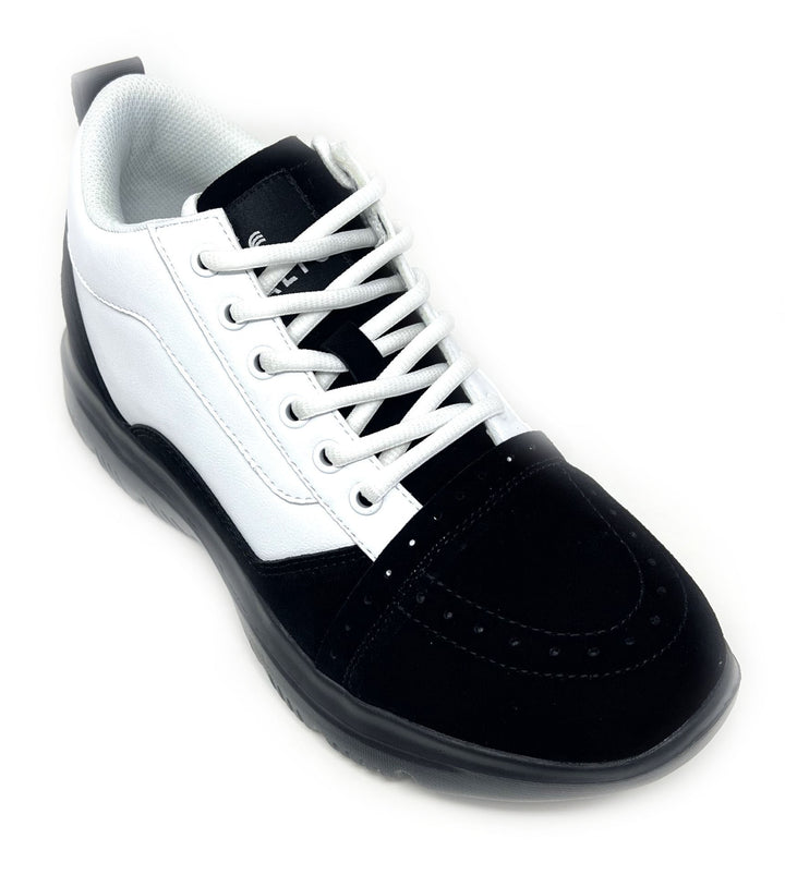 Elevator shoes height increase FSG0041 - 2.8 Inches Taller (Black/White) - Size 7.5 Only