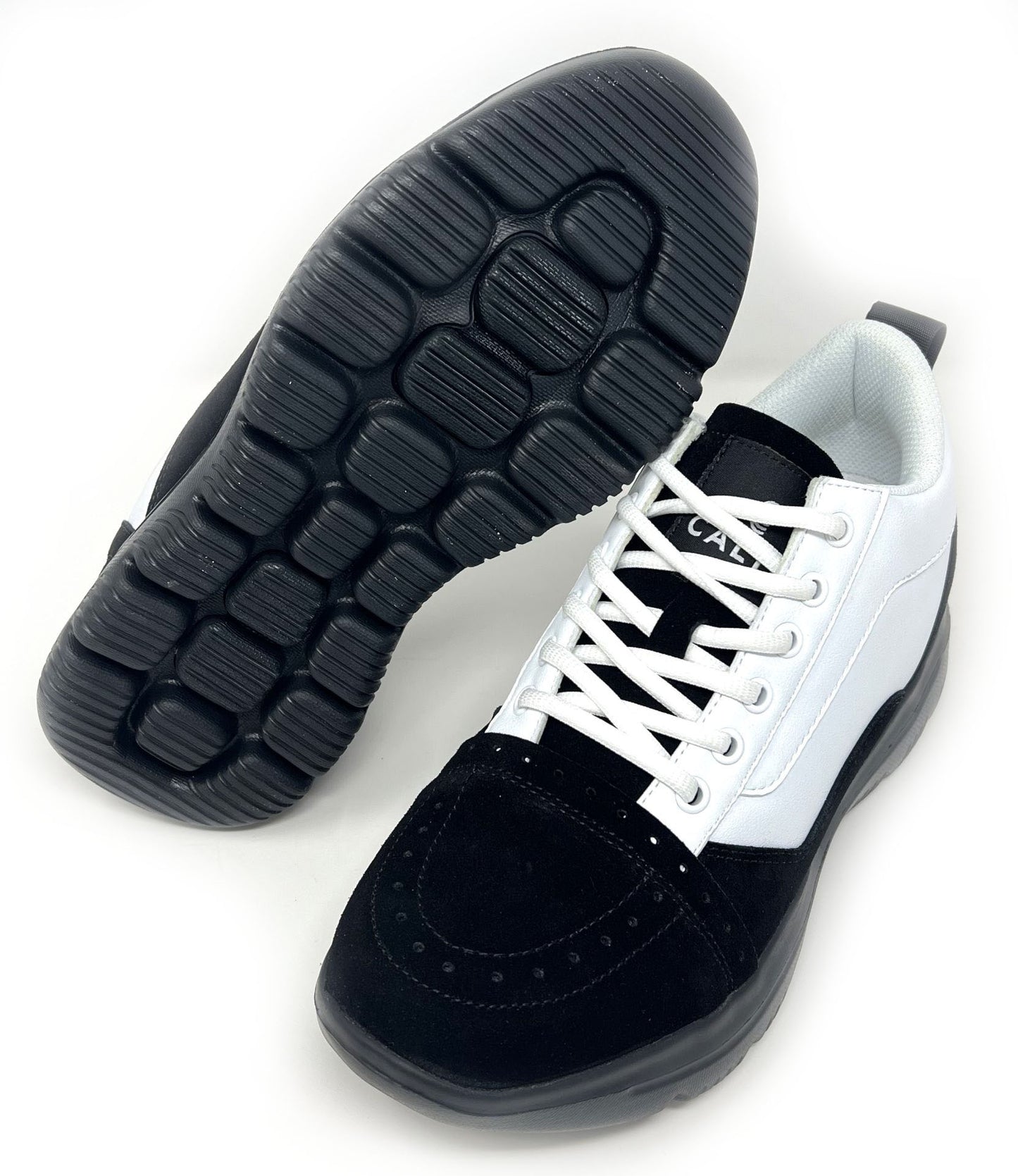 Elevator shoes height increase FSG0041 - 2.8 Inches Taller (Black/White) - Size 7.5 Only
