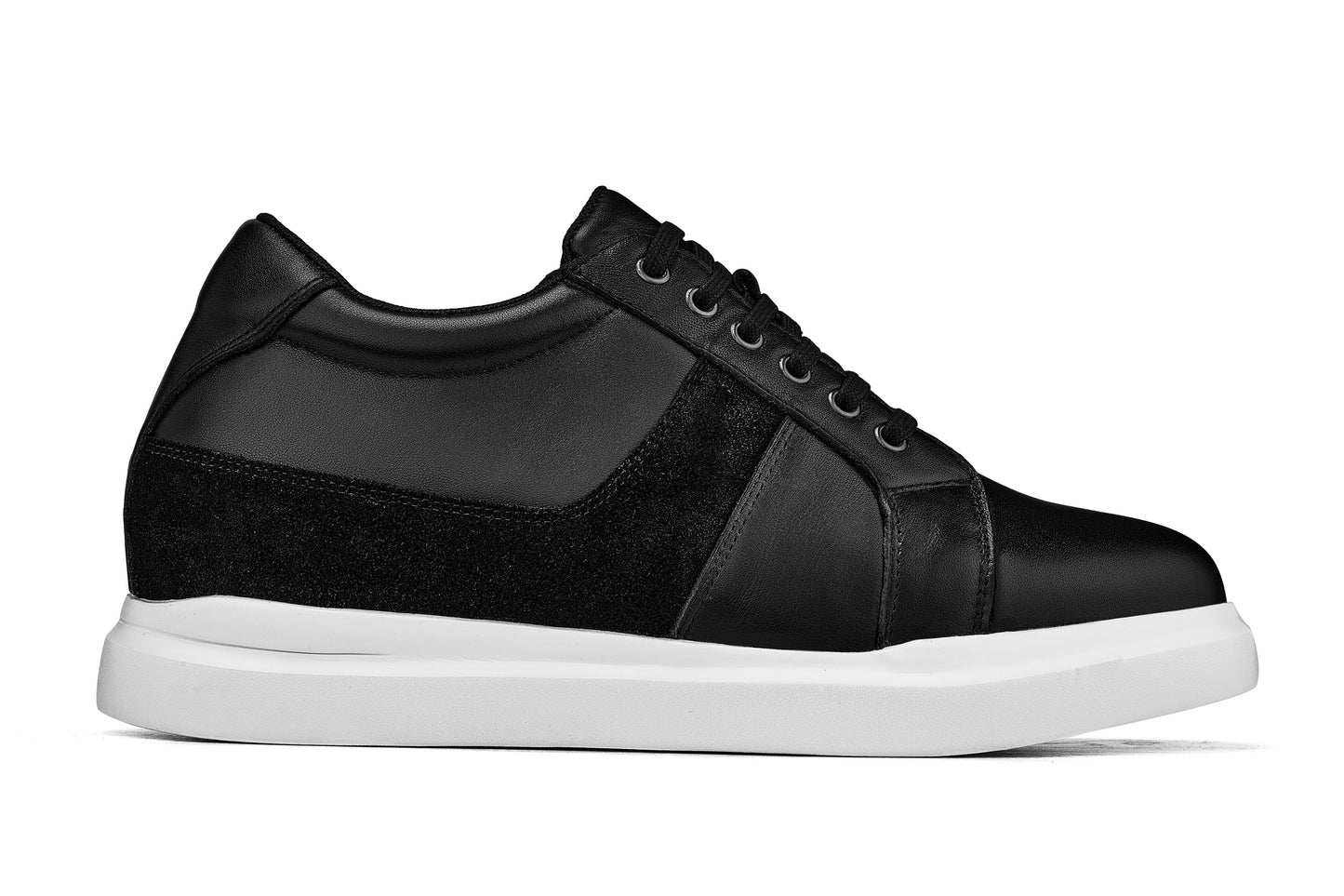 CALTO - K1530 - 3 Inches Taller (Black) - Lightweight Leather Sneakers