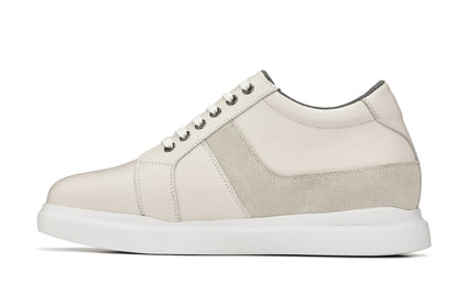 CALTO - K1531 - 3 Inches Taller (Off White) - Lightweight Leather Sneakers