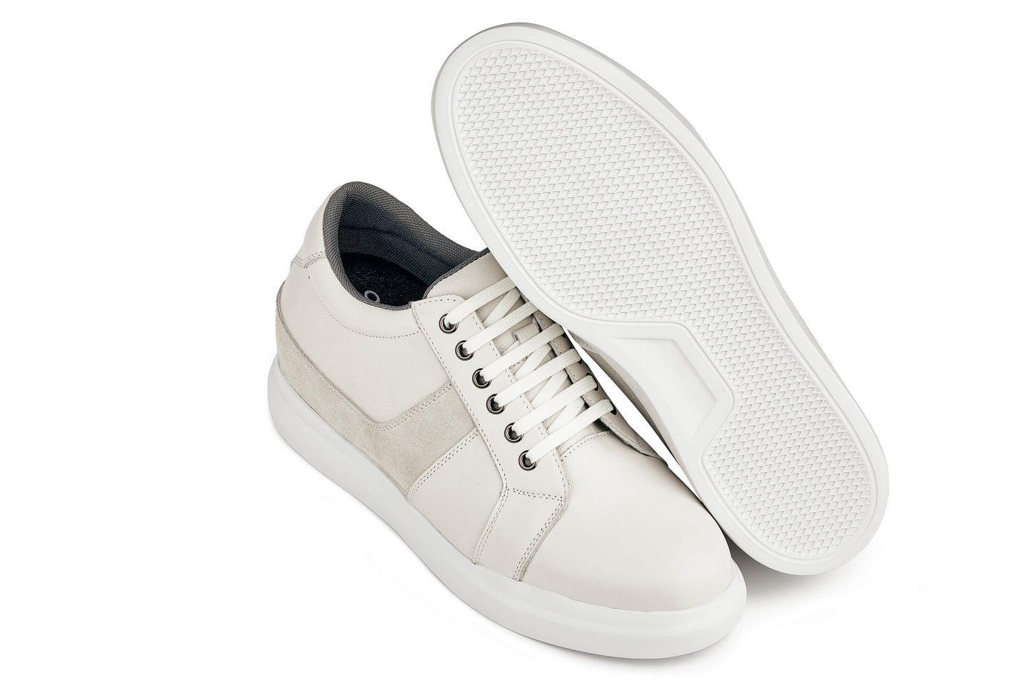 CALTO - K1531 - 3 Inches Taller (Off White) - Lightweight Leather Sneakers