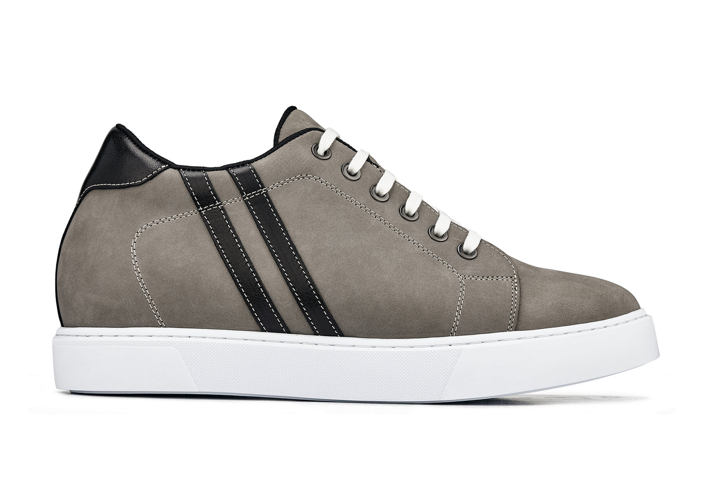 CALTO – K1550 – 2,8 Zoll größer (Nubukgrau) – Lässige Schnür-Sneaker