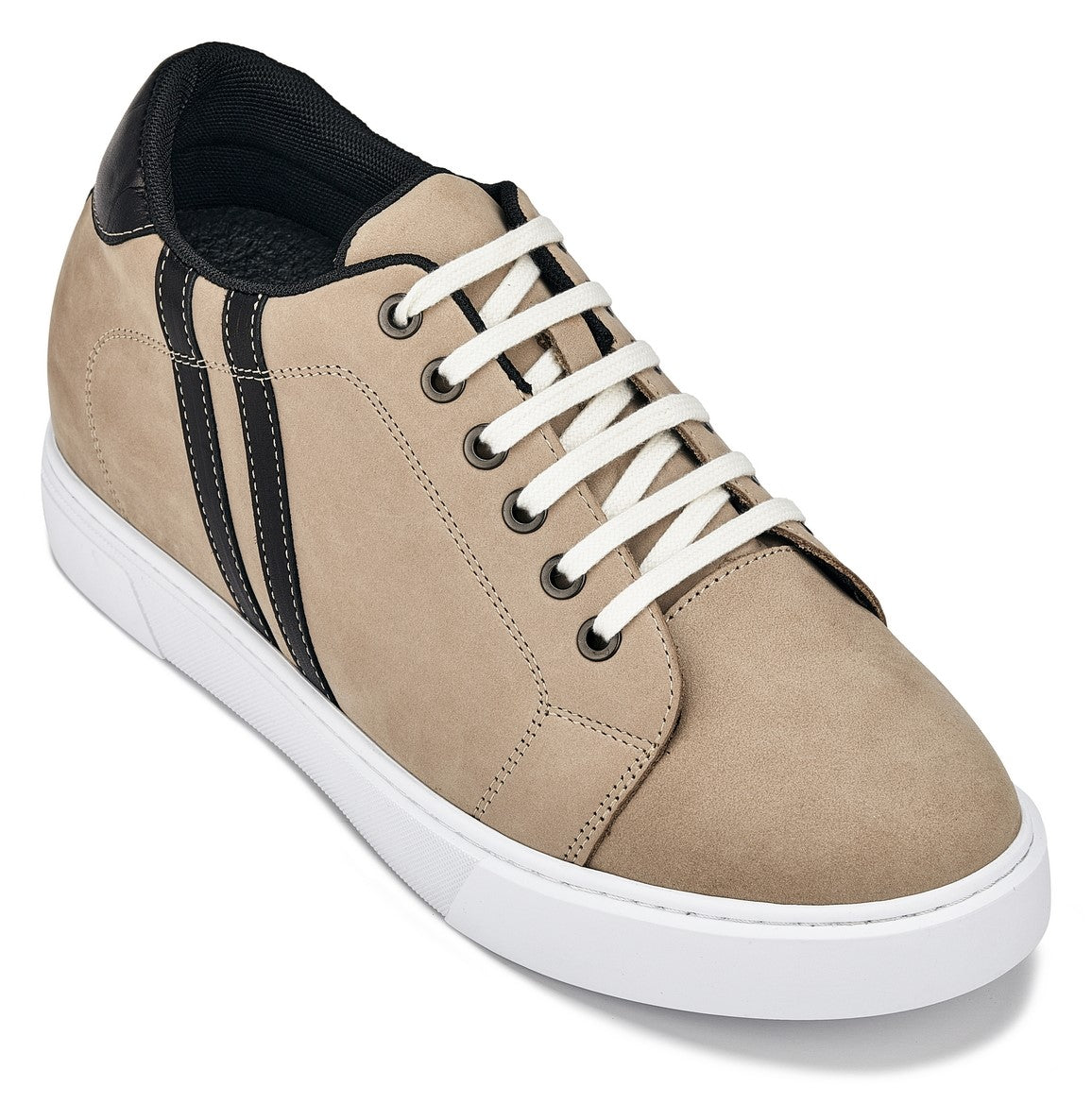 CALTO – K1552 – 2,8 Zoll größer (Taupe) – Lässige Schnür-Sneaker