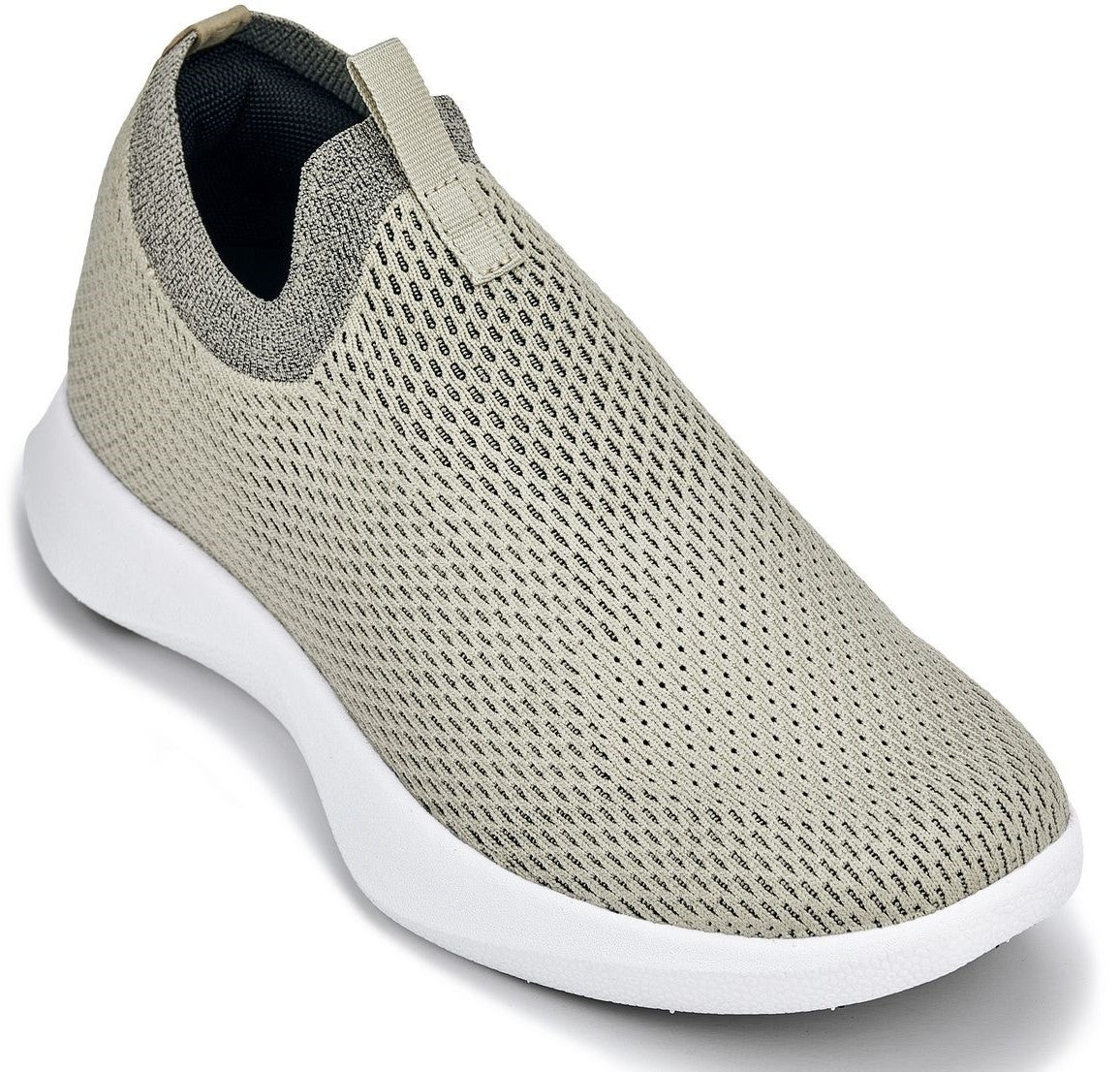 CALTO - Q072 - 2.4 Inches Taller (Khaki Ecru) - Lightweight Slip On Sneakers