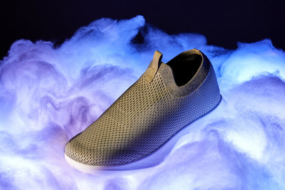 CALTO - Q072 - 2.4 Inches Taller (Khaki Ecru) - Lightweight Slip On Sneakers