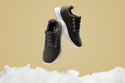 CALTO - Q503 - 2.4 Inches Taller (Charcoal Grey Merino Wool) - Ultra Lightweight Sneakers