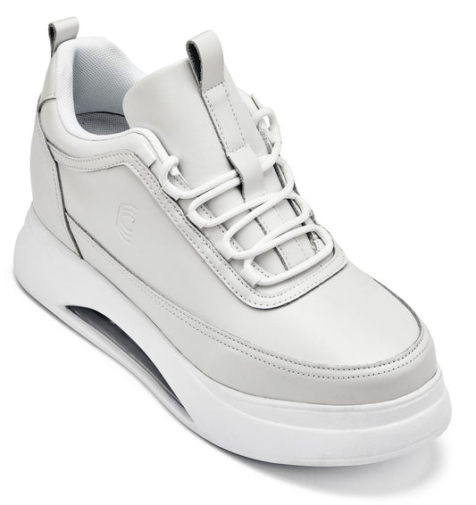 CALTO - S4926 - 3.2 بوصات أطول (عظم/نعل أبيض) - أحذية رياضية منصة مرتفعة سميكة