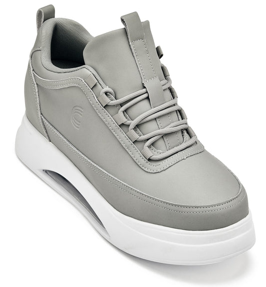 CALTO - S4927 - 3.2 بوصات أطول (رمادي فاتح/نعل أبيض) - أحذية رياضية منصة مرتفعة سميكة