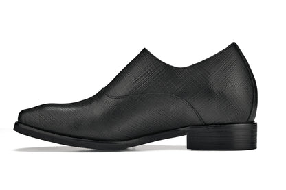CALTO - Y1180 - 3.2 بوصة أطول (أسود) - حذاء رسمي سهل الارتداء بحزام راهب خفيف الوزن