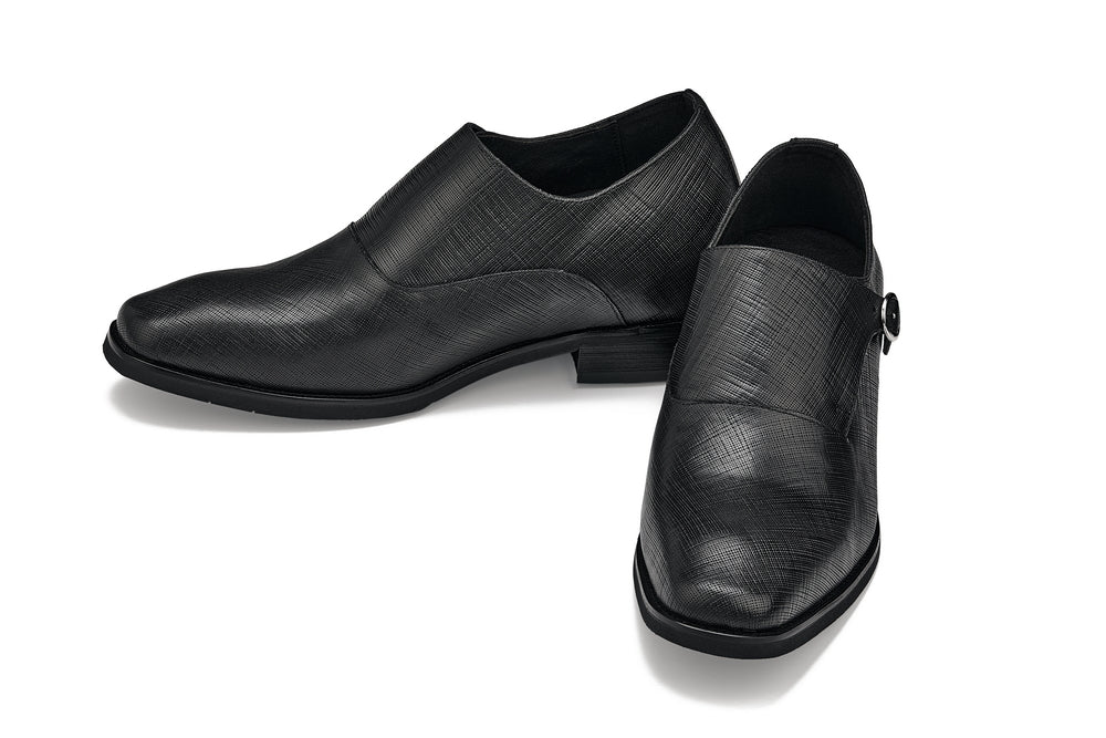 CALTO – Y1180 – 3,2 Zoll größer (Schwarz) – Leichte Slip-On-Schuhe mit Mönchsriemen