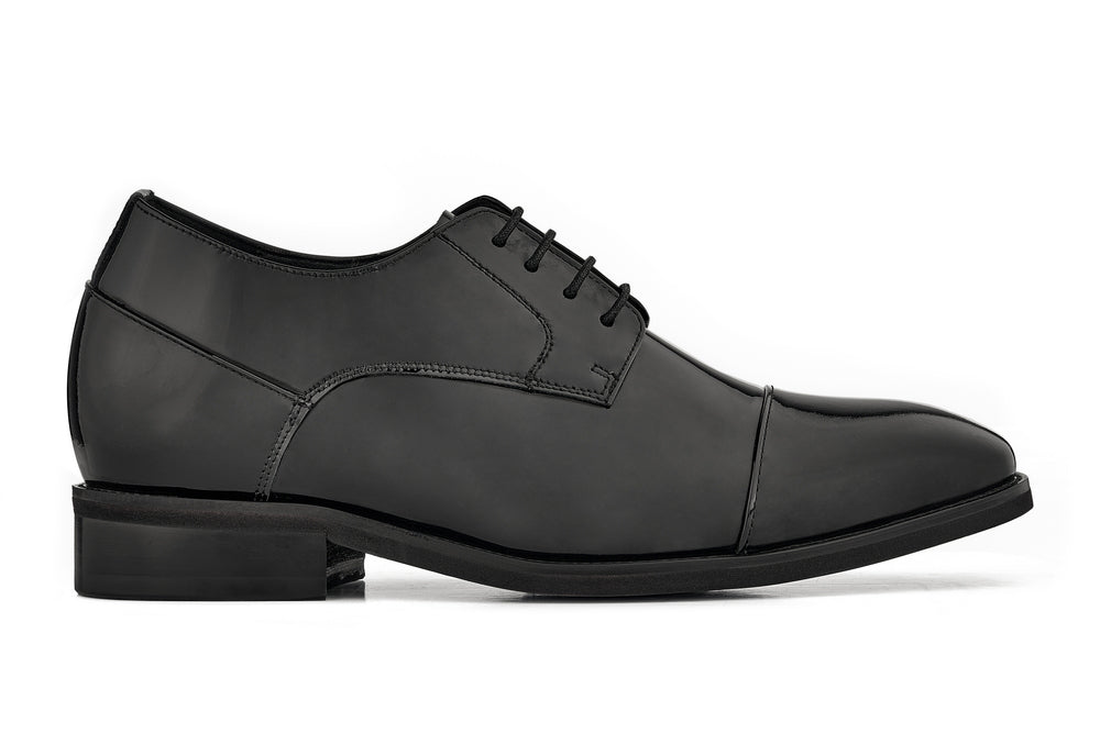 CALTO - Y3270 - 3 pulgadas más alto (negro) - Vestido Derbies de charol con puntera y cordones