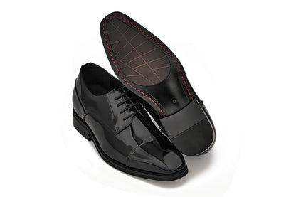 CALTO - Y3270 - 3 pulgadas más alto (negro) - Vestido Derbies de charol con puntera y cordones