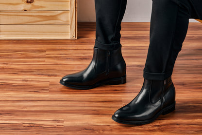 CALTO - Y70621 - 2.8 Inches Taller (Black) - Lightweight Zipper Boots