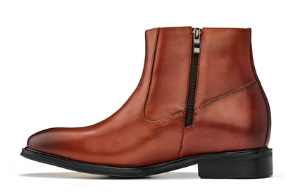 CALTO - Y70623 - 2.8 Inches Taller (Rust Brown) - Lightweight Zipper Boots
