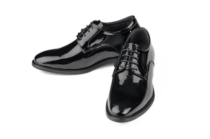 Elevator shoes height increase CALTO - Y7401 - 2.8 Inches Taller (Black) - Patent Leather Formal Dress Shoes