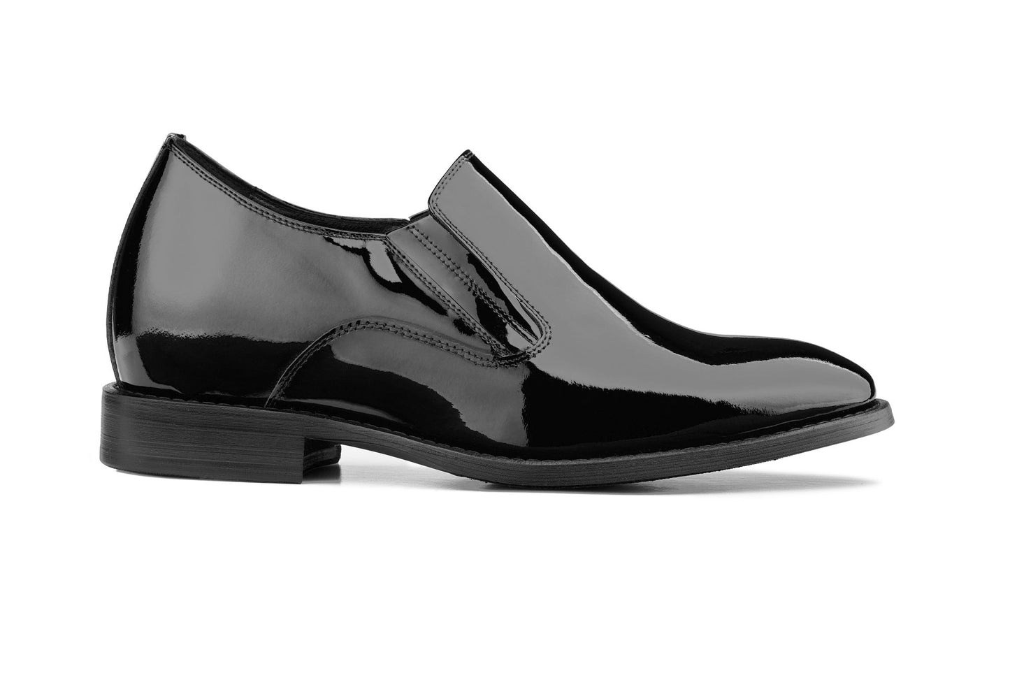 Elevator shoes height increase CALTO - Y7402 - 2.8 Inches Taller (Black) - Patent Leather Formal Dress Shoes