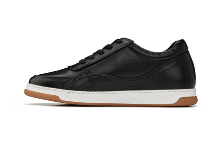 CALTO - Y7885 - 2.6 Inches Taller (Black/White & Gum Sole) - Elevated Leather Sneakers