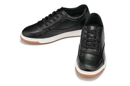 CALTO - Y7885 - 2.6 بوصة أطول (أسود) - حذاء رياضي من الجلد