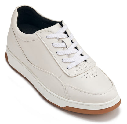 CALTO - Y7886 - 2.6 بوصة أطول (أبيض) - حذاء رياضي من الجلد