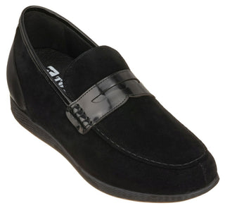Elevator shoes height increase TOTO - K1093 - 2.6 Inches Black Lightweight Penny Loafers