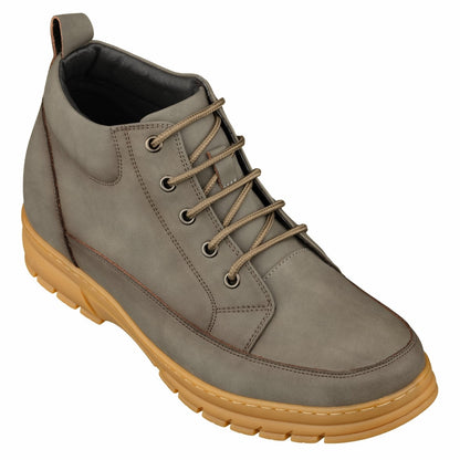 Elevator shoes height increase TOTO - K11551 - 2.8 Inches Taller (Grey) - Casual Hiker Boots