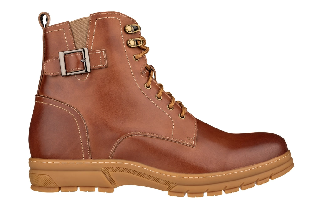 Elevator shoes height increase TOTO - K16205 - 2.8 Inches Taller (Light Brown) - High Top Boots