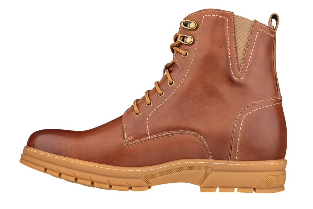 Elevator shoes height increase TOTO - K16205 - 2.8 Inches Taller (Light Brown) - High Top Boots