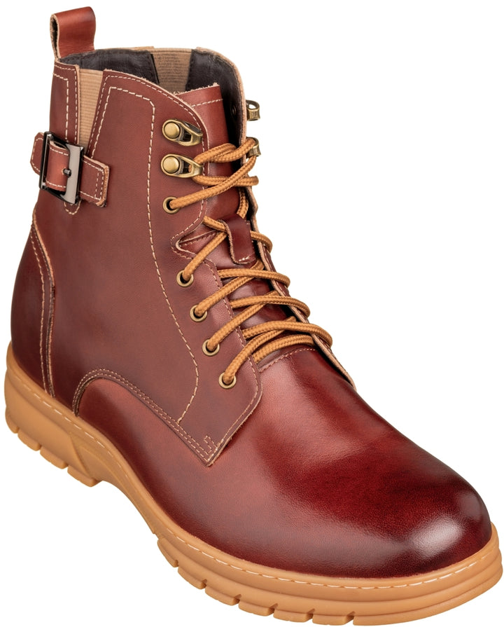 Elevator shoes height increase TOTO - K16206 - 2.8 Inches Taller (Cordovan Dark Brown) - High Top Boots