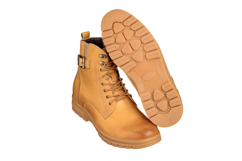 Elevator shoes height increase TOTO - K16207 - 2.8 Inches Taller (Tan Brown) - High Top Boots
