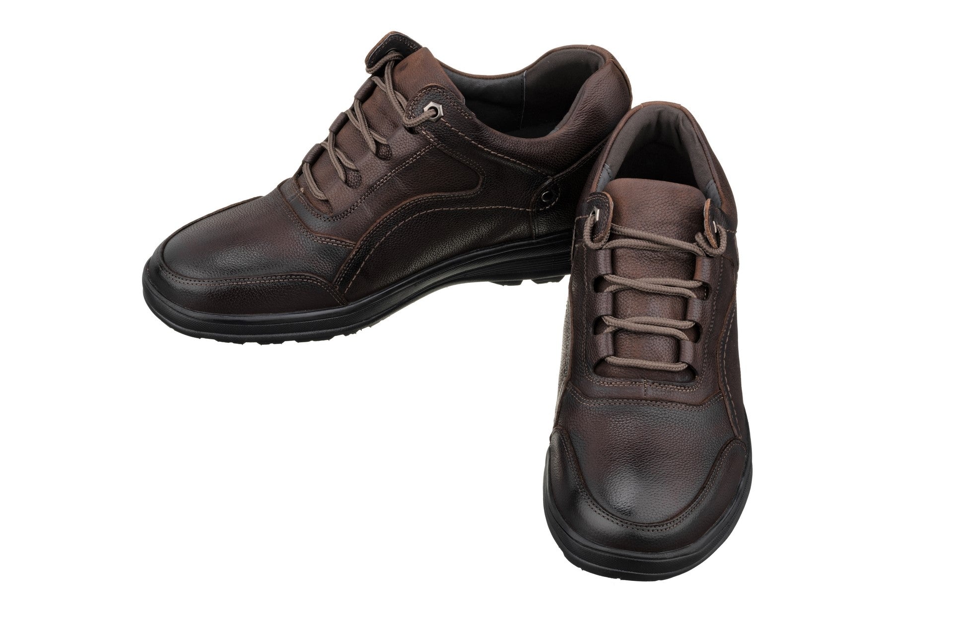 Elevator shoes height increase CALTO - K3045 - 2.8 Inches Taller (Dark Brown) - Lace Up Casual Walker - Lightweight