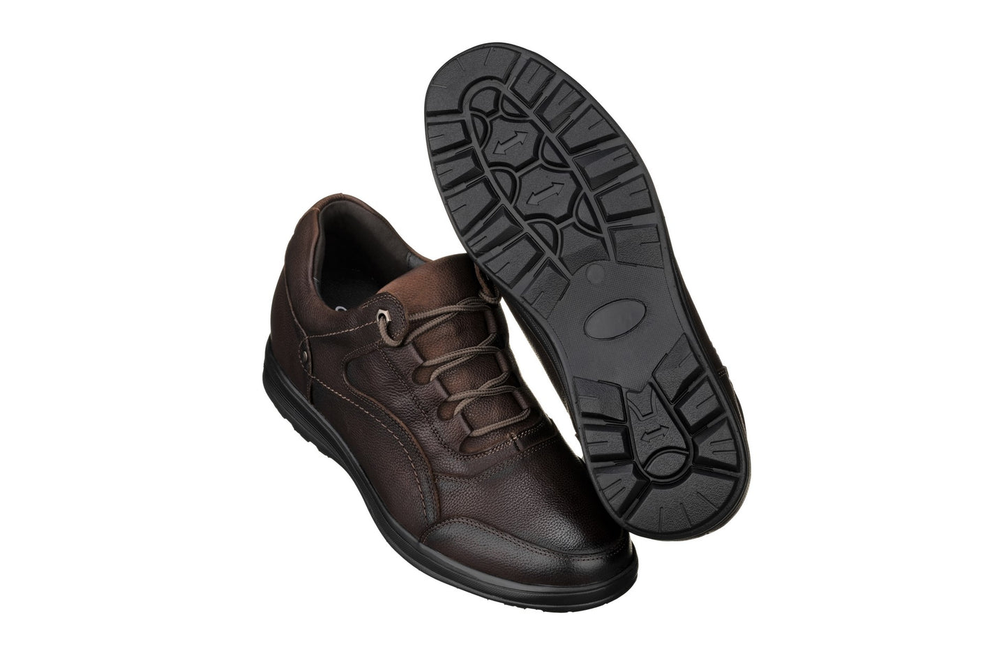 Elevator shoes height increase CALTO - K3045 - 2.8 Inches Taller (Dark Brown) - Lace Up Casual Walker - Lightweight