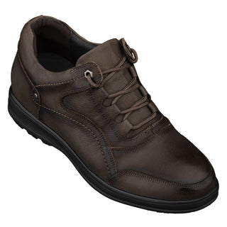 Elevator shoes height increase CALTO - K3046 - 2.8 Inches Taller (Khaki) - Lace Up Casual Walker - Lightweight