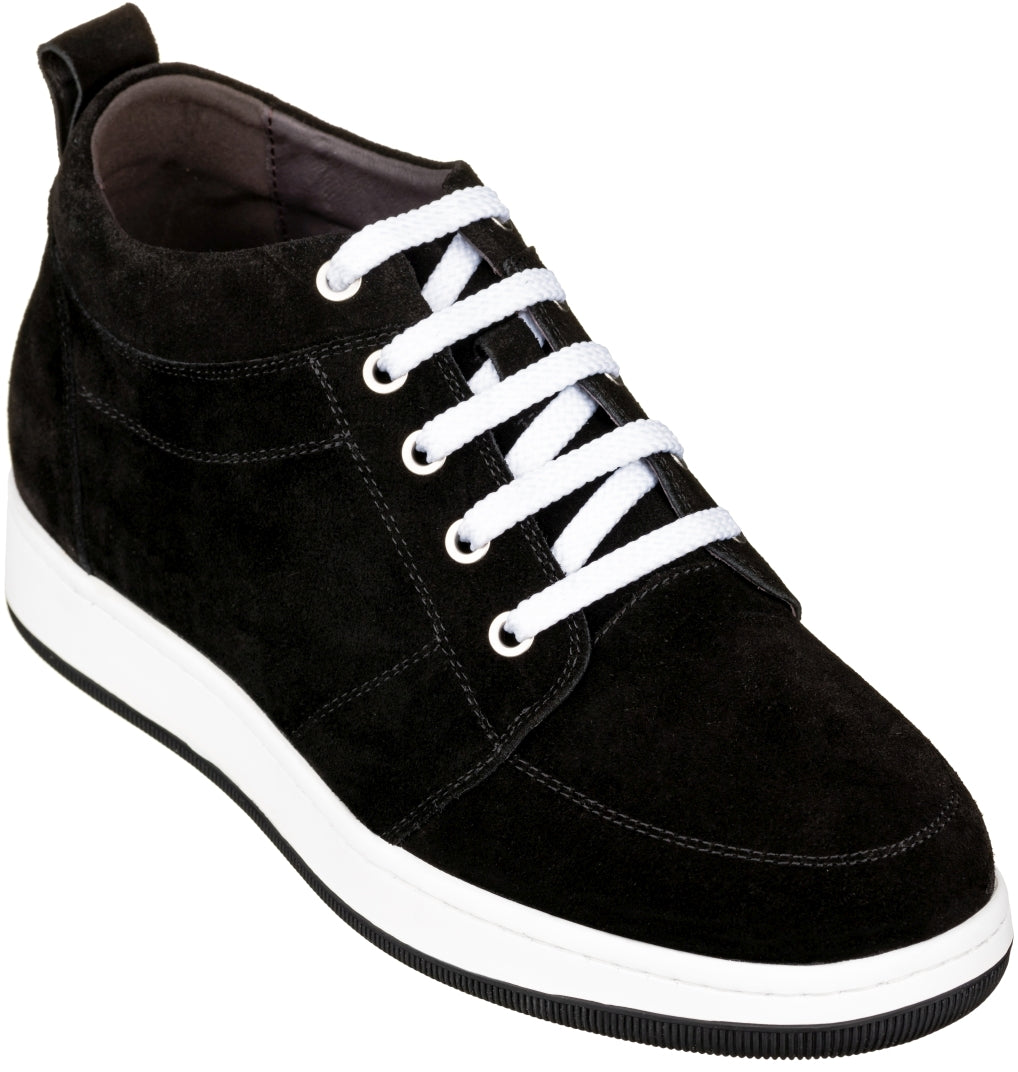 Elevator shoes height increase CALTO - K4125770 - 2.8 Inches Taller (Black) - Lace-Up Elevator Sneakers