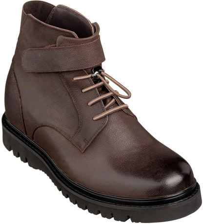Elevator shoes height increase CALTO - K83115 - 3.2 Inches Taller (Dark Brown) - Casual Boots