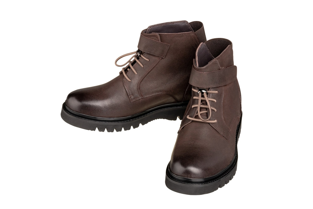 Elevator shoes height increase CALTO - K83115 - 3.2 Inches Taller (Dark Brown) - Casual Boots