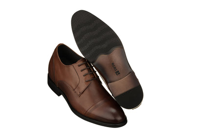 Elevator shoes height increase TOTO - K9278 - 2.8 Inches Taller (Dark Brown) - Dress Oxford