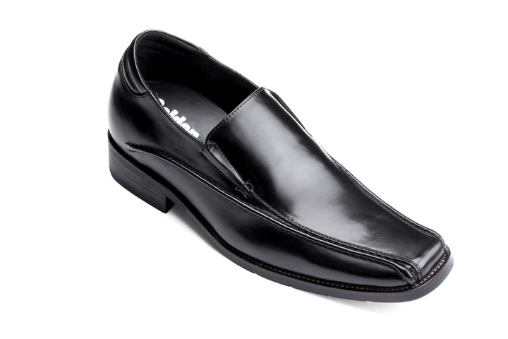 Elevator shoes height increase CALDEN 2.6" Taller Black Leather Dress Shoes MD370