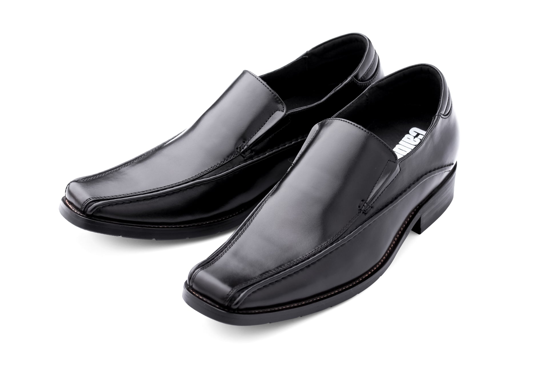Elevator shoes height increase CALDEN 2.6" Taller Black Leather Dress Shoes MD370
