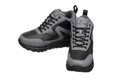 Elevator shoes height increase CALTO - S22771 - 4 Inches Taller (Black/Grey) - Hiking Style Boots