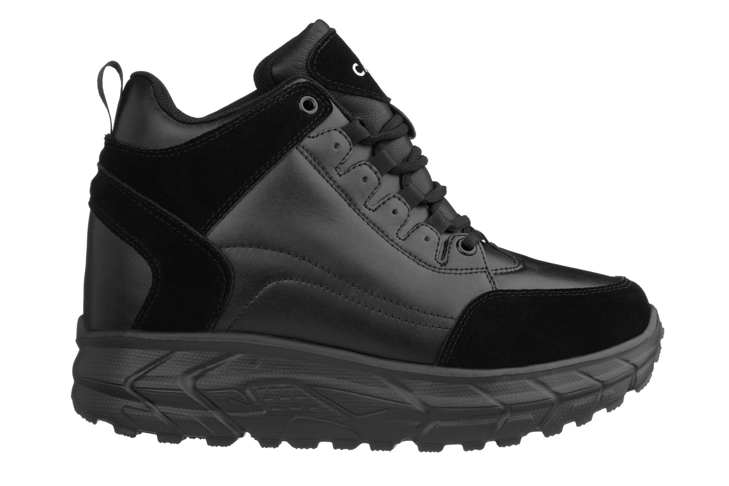 Elevator shoes height increase CALTO - S22797 - 4 Inches Taller (Black) - Hiking Style Boots