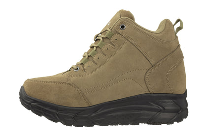 Elevator shoes height increase CALTO - S22798 - 4 Inches Taller (Khaki) - Hiking Style Boots