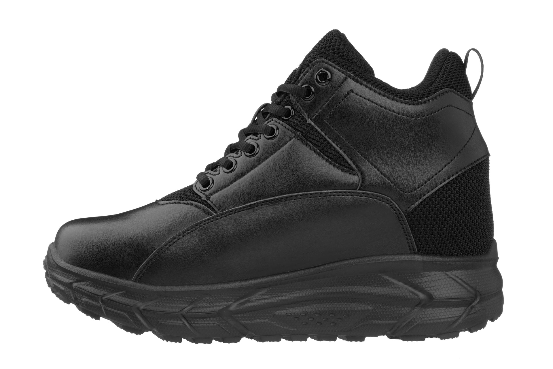 Elevator shoes height increase CALTO - S22802 - 4 Inches Taller (Black) - Hiking Style Boots