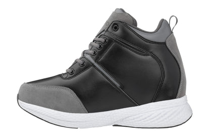 Elevator shoes height increase CALTO - S22817 - 3.6 Inches Taller (Black/Grey) - High - Top Sneakers