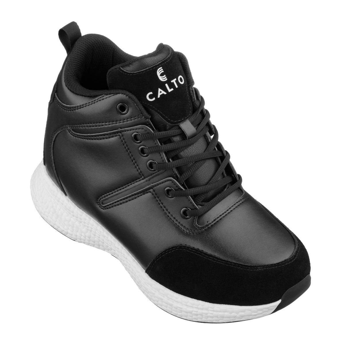 CALTO S22818 3.6 Inches Taller (Black) High Top Sneakers